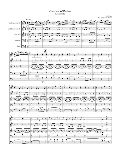 Carnival of Venice for Solo Tuba and Brass Accompaniment (arr. David P. Brown)