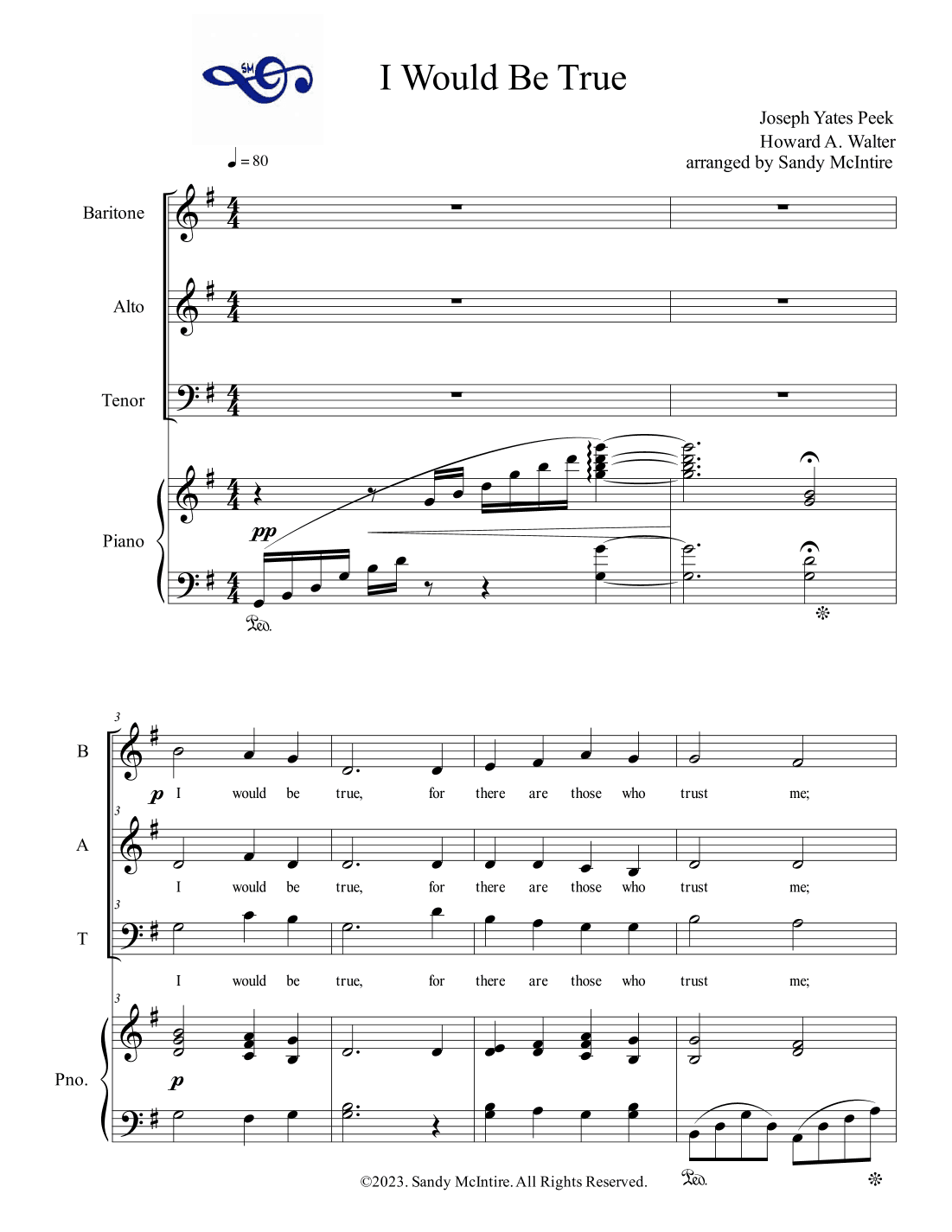 I Would Be True (arr. Sandy McIntire)