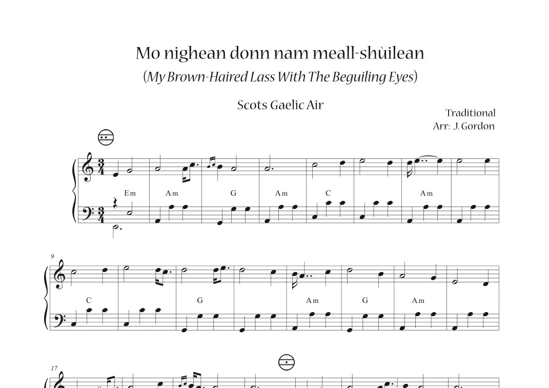 Mo Nighean Donn Nam Meall-Shùilean  (My Brown-Haired Lass with the Beguiling Eyes) (arr. Julia Gordon)
