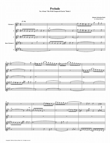 Prelude 04 from  Well-Tempered Clavier, Book 1 (Clarinet Quintet) (arr. Richard Byrnes)