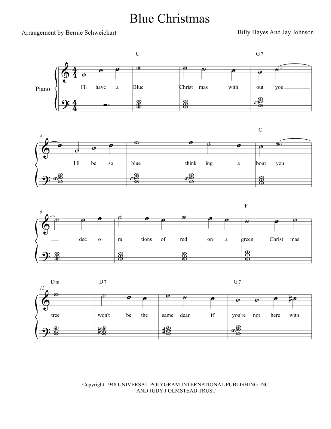 Blue Christmas (arr. Bernie Schweickart)