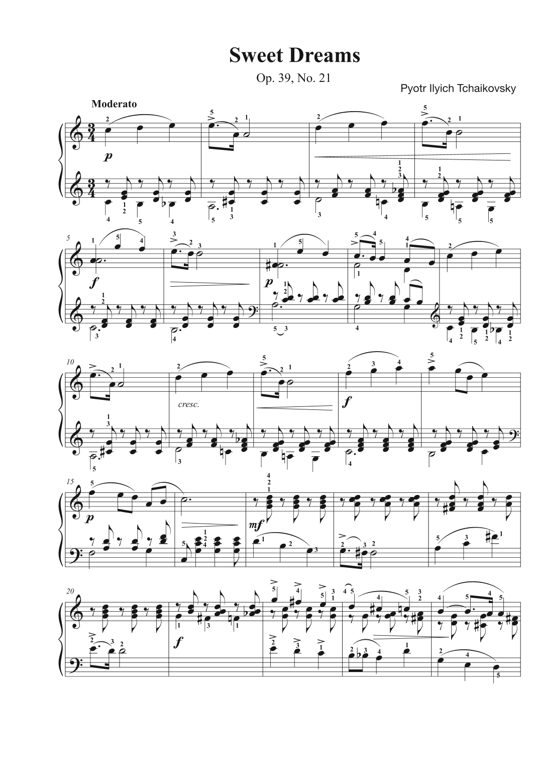 Sweet Dreams Op. 39, Sweet Dreams, No. 21 (arr. Avgusta Udartseva)