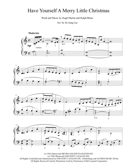 Have Yourself A Merry Little Christmas  from MEET ME IN ST. LOUIS (arr. So Jung Lee)