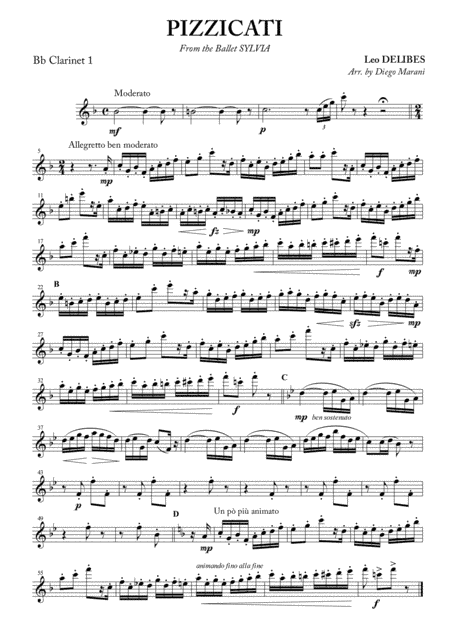 Pizzicati for Clarinet Quartet (arr. Diego Marani)