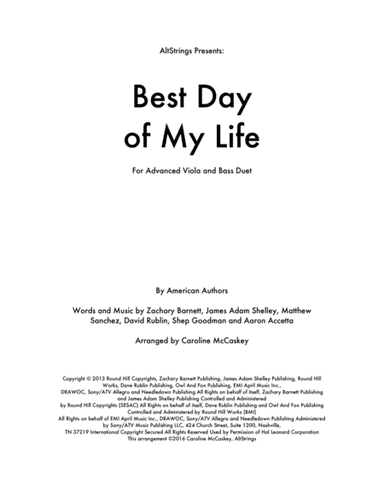 Best Day Of My Life (arr. Caroline McCaskey)