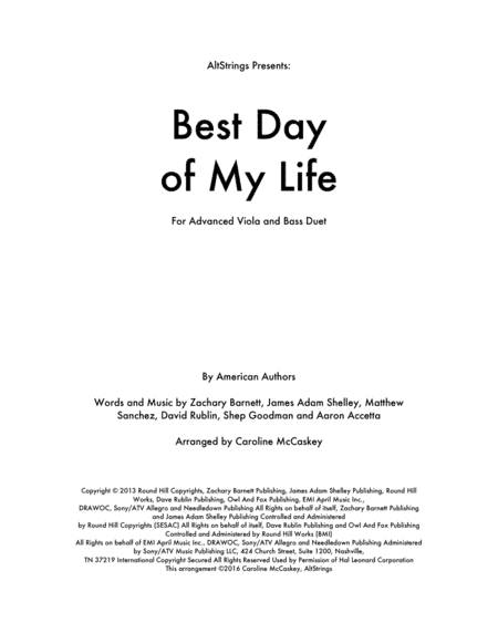 Best Day Of My Life (arr. Caroline McCaskey)