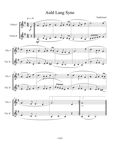 Auld Lang Syne (violin duet) (arr. B. C. Dockery)