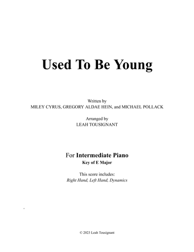 Used To Be Young (arr. Leah Tousignant)