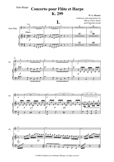 Wolfgang Amadeus Mozart: Concerto for flute and harp, K. 299, solo harp part (arr. Musik Fabrik Music Publishing)
