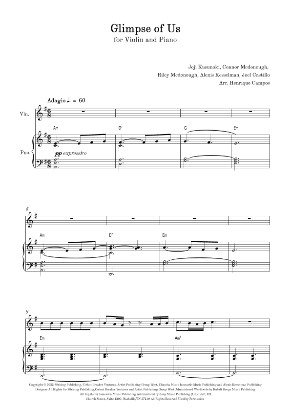 Glimpse Of Us (arr. Henrique Campos)