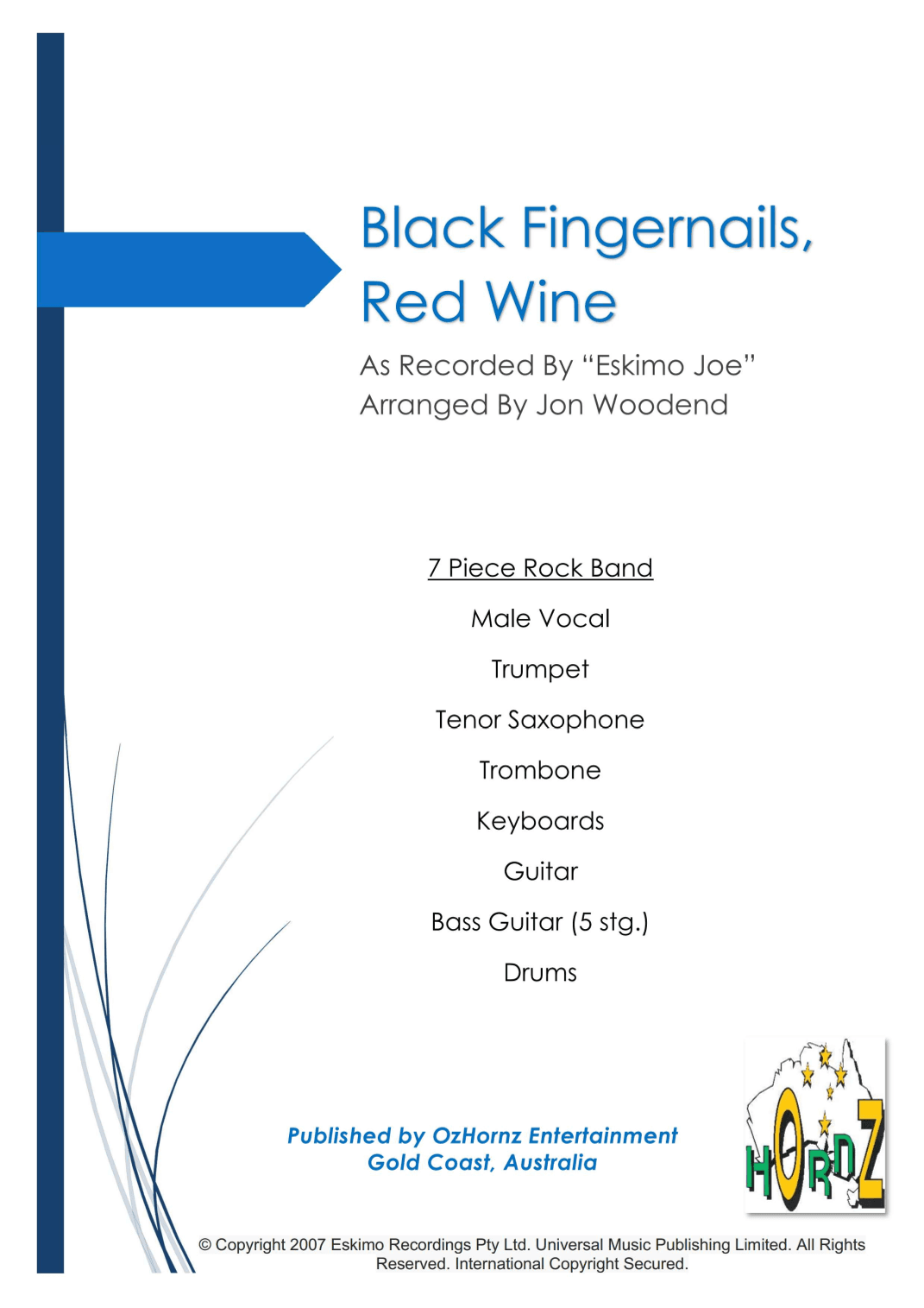 Black Fingernails, Red Wine (arr. Jon Woodend)
