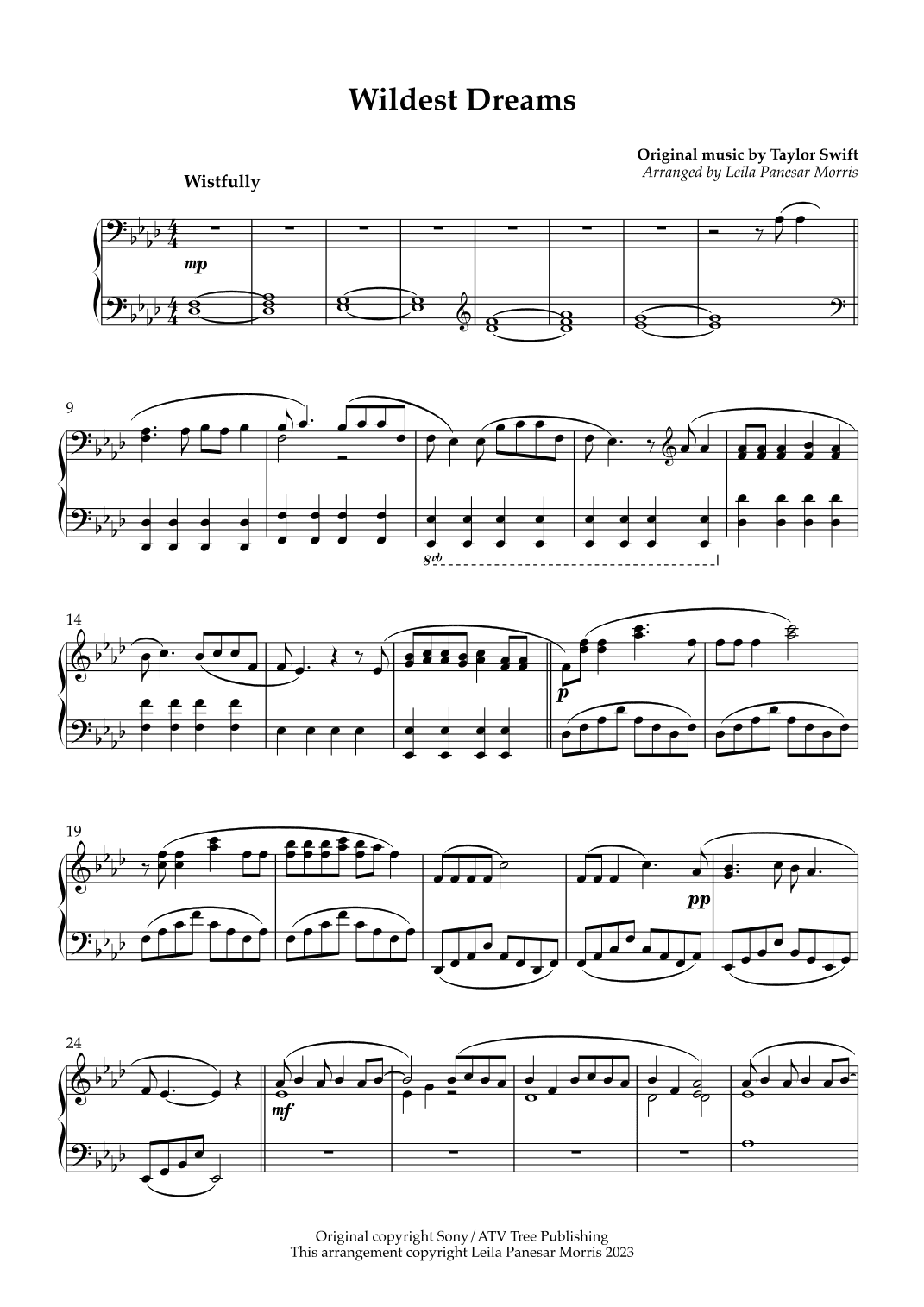 Wildest Dreams (arr. Inky Celeste)