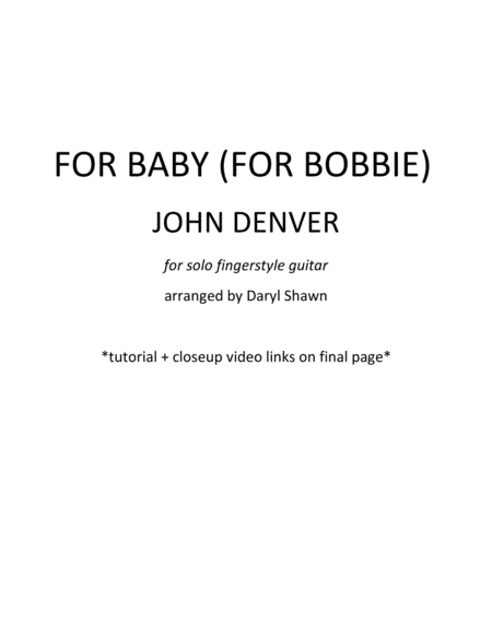 For Baby (for Bobbie) (arr. Daryl Shawn)