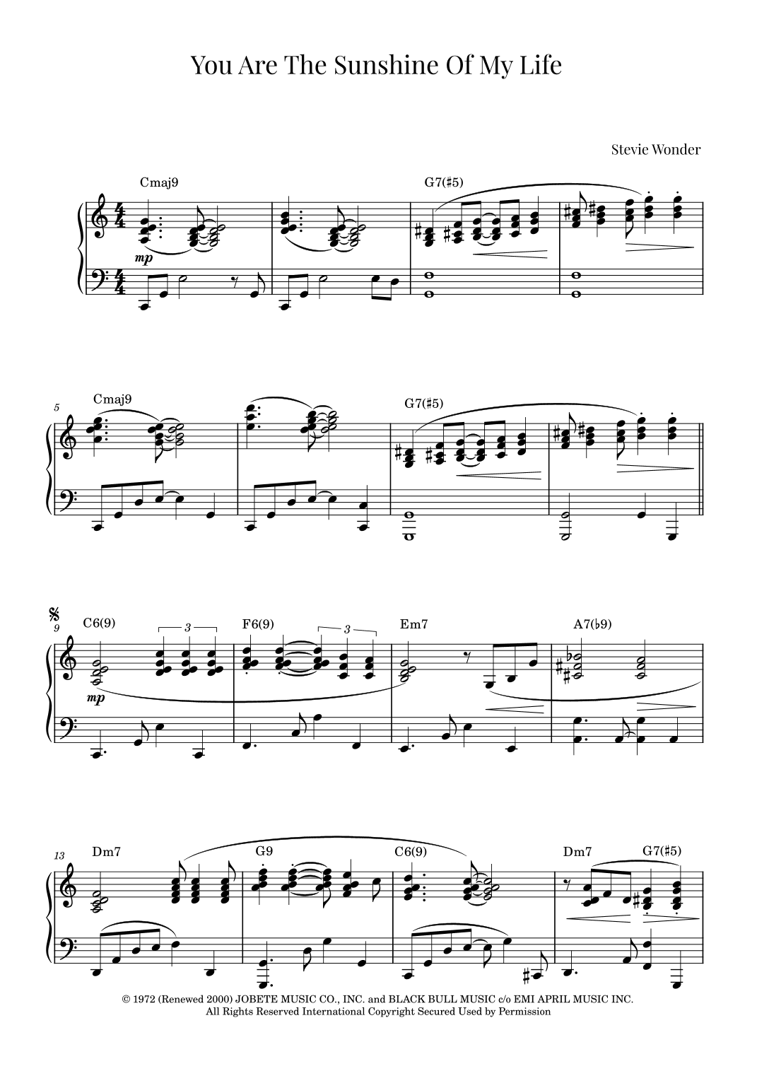 You Are The Sunshine Of My Life (arr. Roger da Luz)