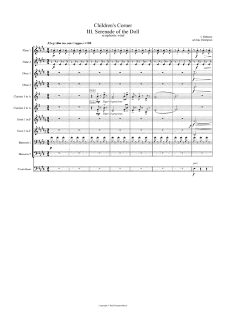 Debussy: Children's Corner No.3 "Serenade of the Doll" (original key) - symphonic wind (arr. Ray Thompson)