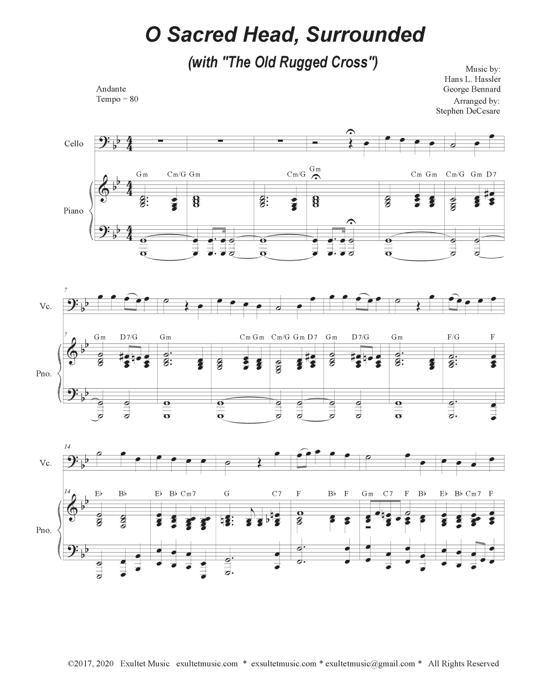 O Sacred Head, Surrounded (with "The Old Rugged Cross") (Cello solo and Piano) (arr. Stephen DeCesare)