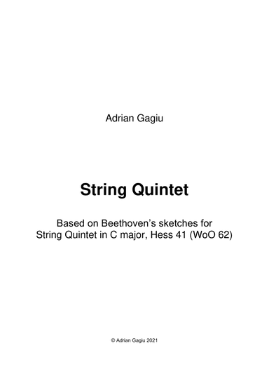 String Quintet based on Beethoven's sketches, op. 79 (arr. Adrian Gagiu)