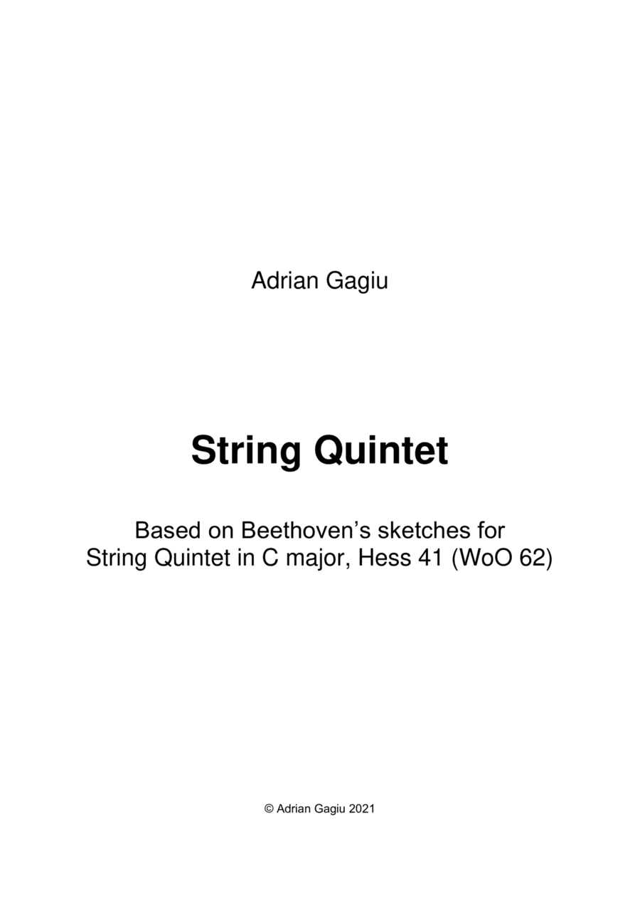 String Quintet based on Beethoven's sketches, op. 79 (arr. Adrian Gagiu)