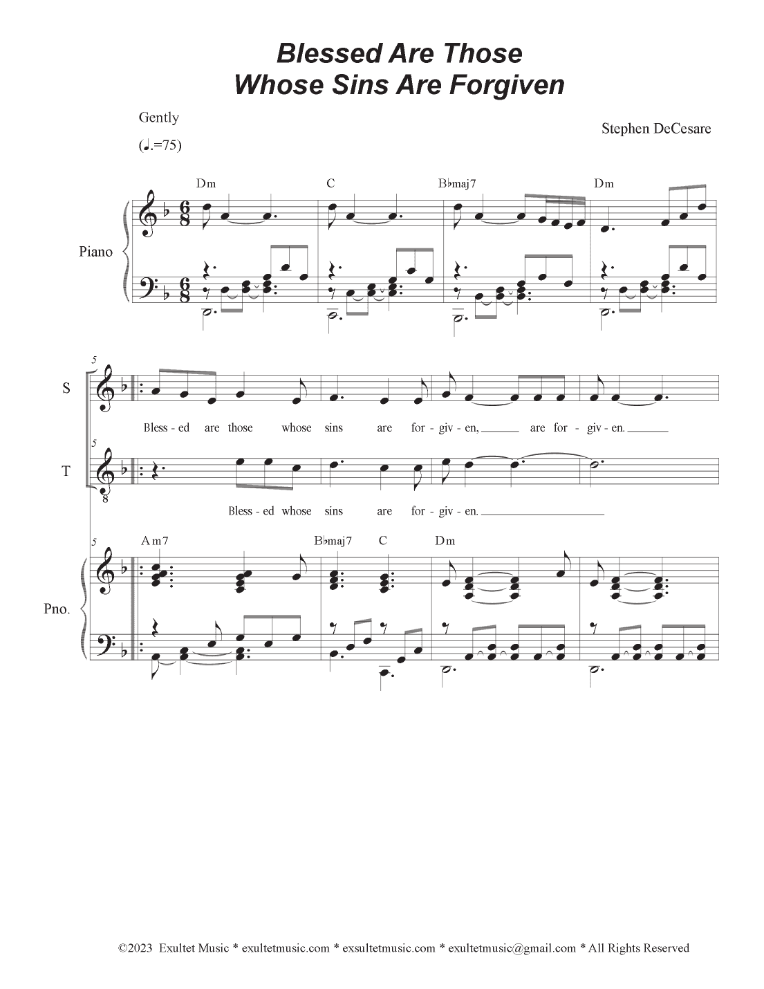 Blessed Are Those Whose Sins Are Forgiven (Duet for Soprano and Tenor solo)