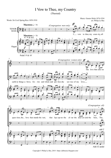 I vow to thee, my country (arr. Philip Le Bas)