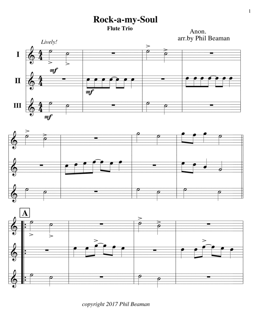 Rock-a-my-Soul - Flute Trio (arr. Phil Beaman)