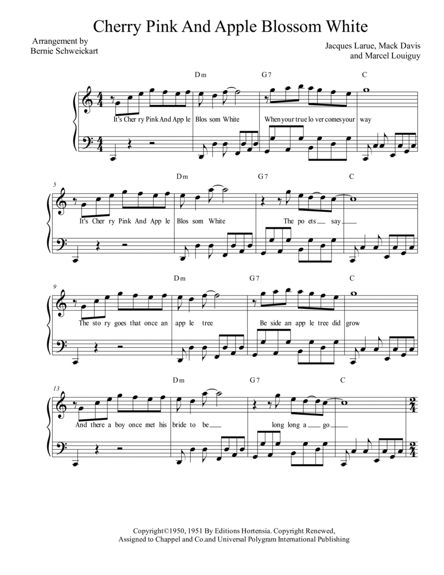 Cherry Pink And Apple Blossom White (arr. Bernie Schweickart)