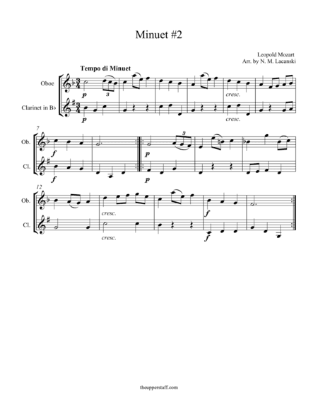 Minuet #2 (arr. Nick Lacanski)