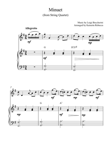 Minuet (from String Quartet) (arr. Kaiserin Rebecca)