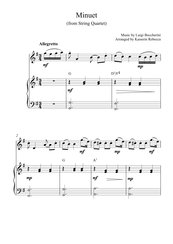 Minuet (from String Quartet) (arr. Kaiserin Rebecca)