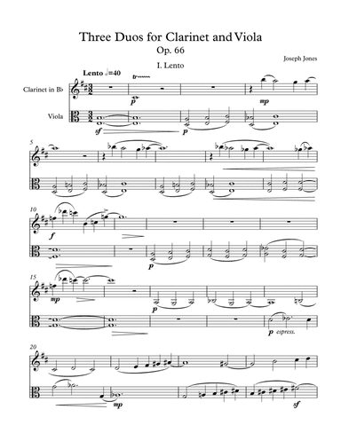Three Duos for Clarinet and Viola