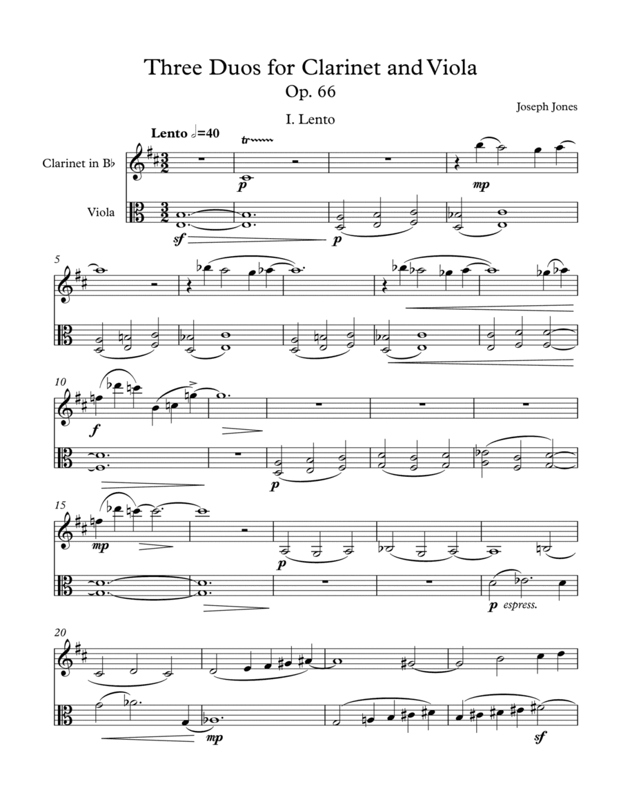 Three Duos for Clarinet and Viola