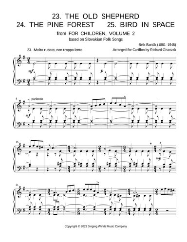 For Children, Volume 2: 23. The Old Shepherd, 24. The Pine Forest, 25. Bird in Space (arr. Richard Giszczak)
