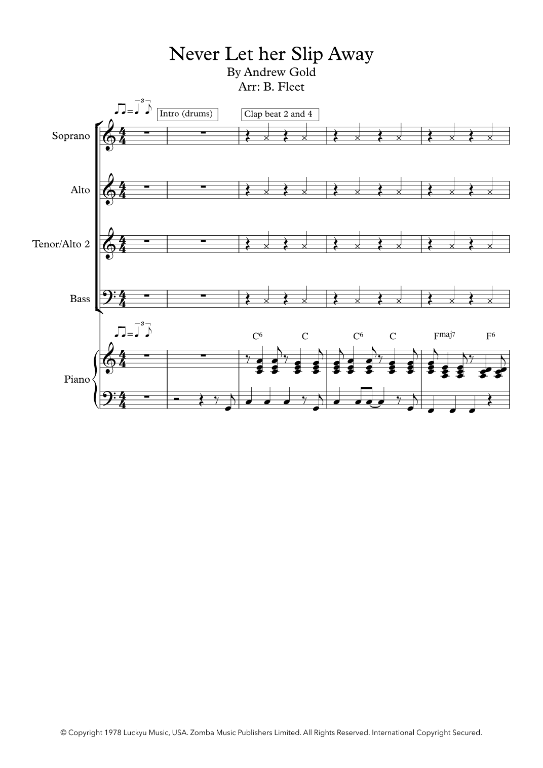 Never Let Her Slip Away (arr. B.Fleet)