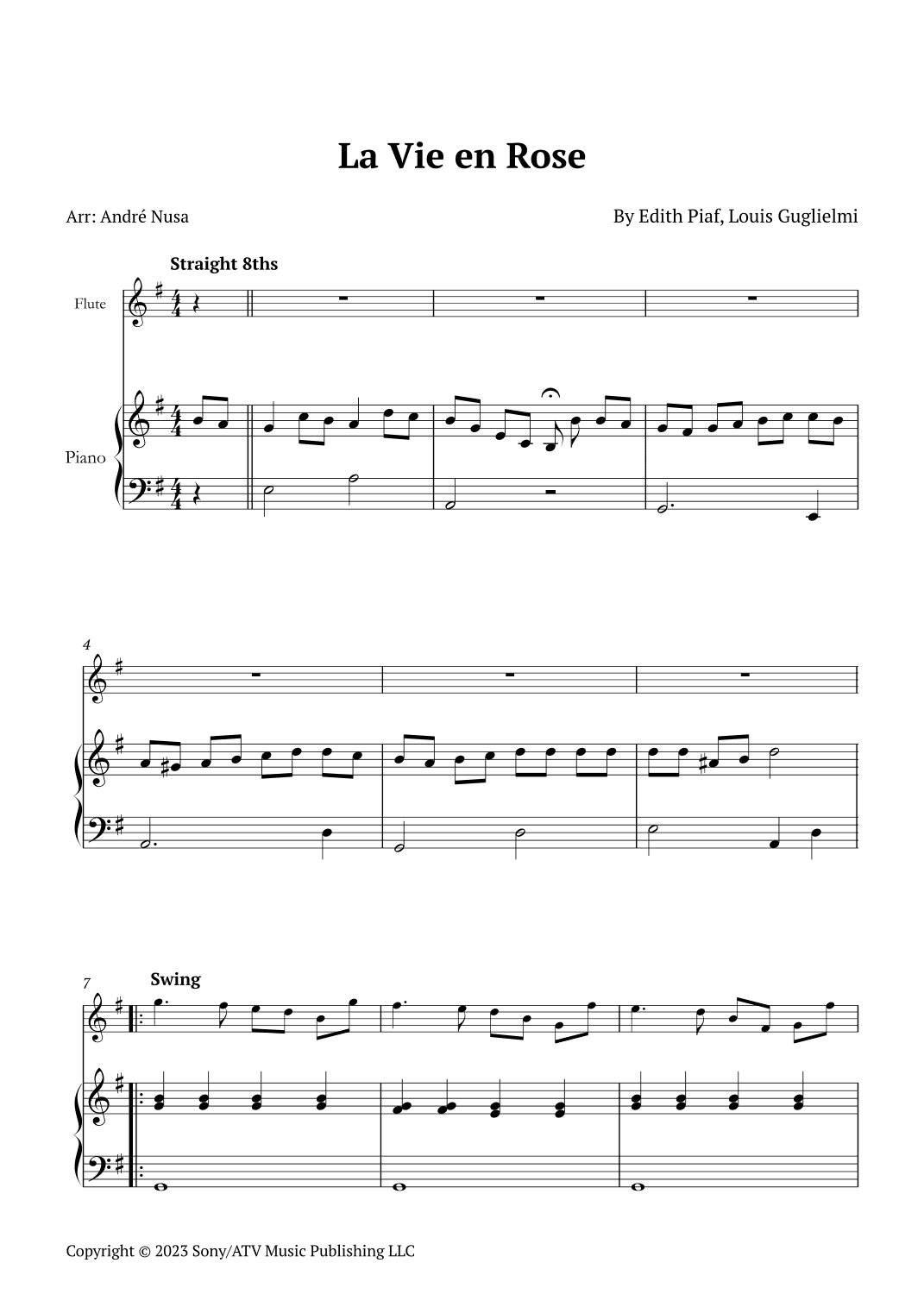 La Vie En Rose (arr. André Nusa)