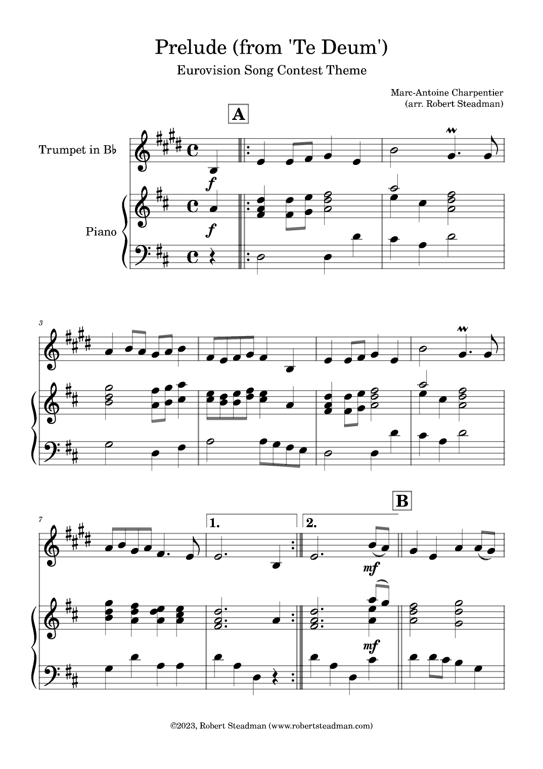Prelude (from 'Te Deum') - EUROVISION SONG CONTEST THEME (arr. Robert Steadman)