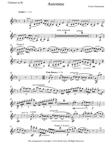 Automne for Clarinet Choir (Parts) (arr. Emily Gray)