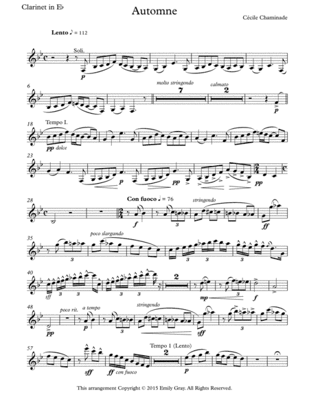 Automne for Clarinet Choir (Parts) (arr. Emily Gray)