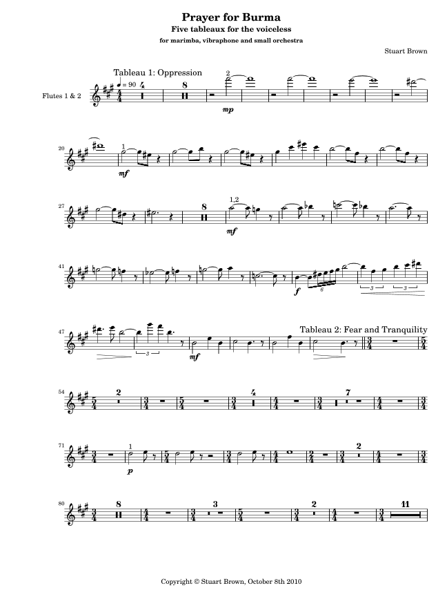 Prayer for Burma - ORCHESTRA PACK 1 - woodwind, percussion and harps