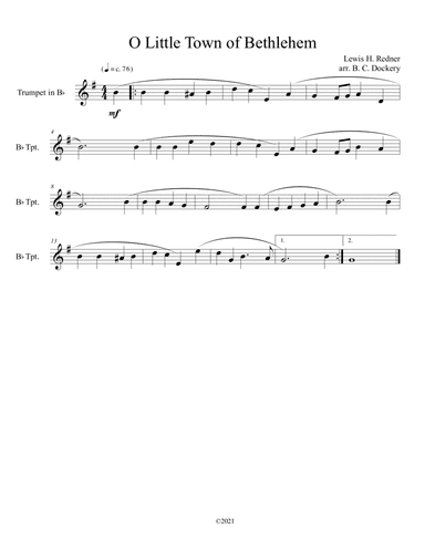 O Little Town of Bethlehem (Trumpet Solo) (arr. B. C. Dockery)
