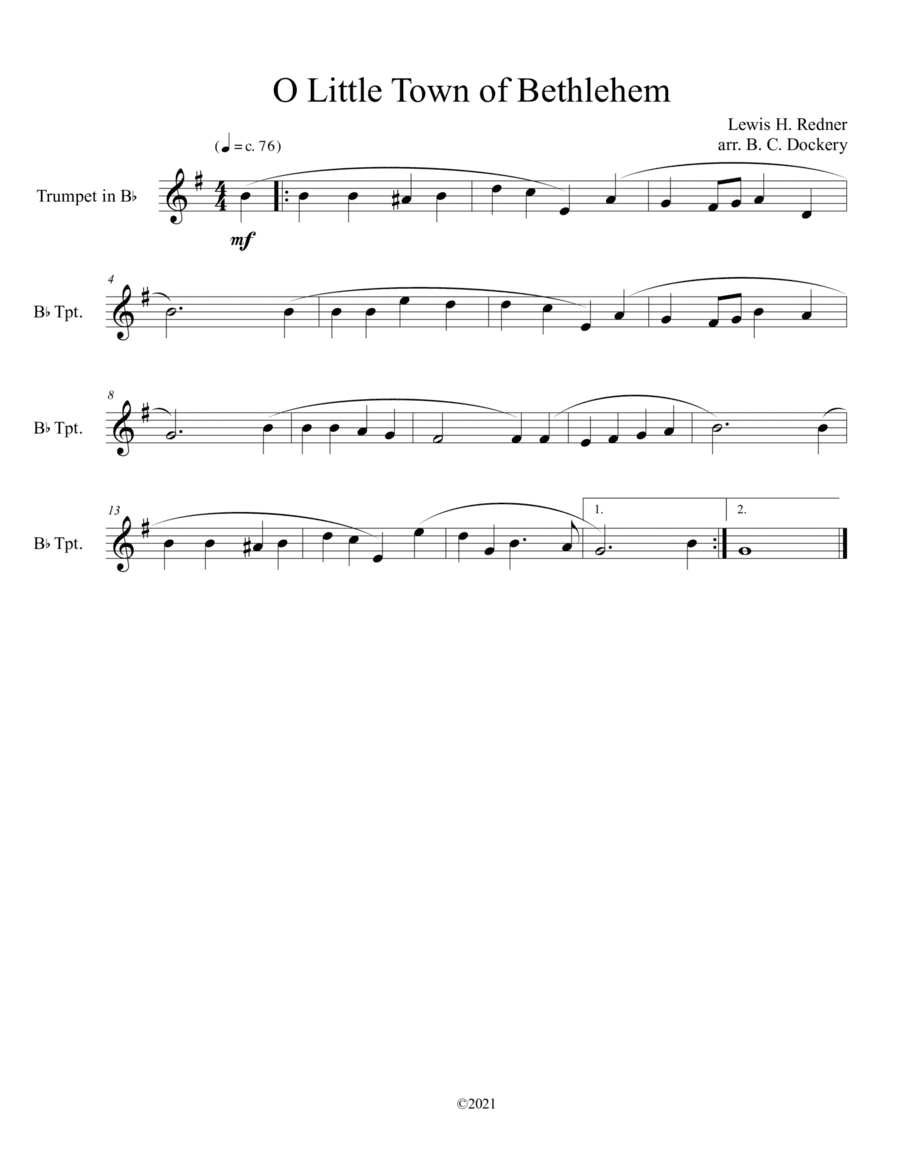 O Little Town of Bethlehem (Trumpet Solo) (arr. B. C. Dockery)