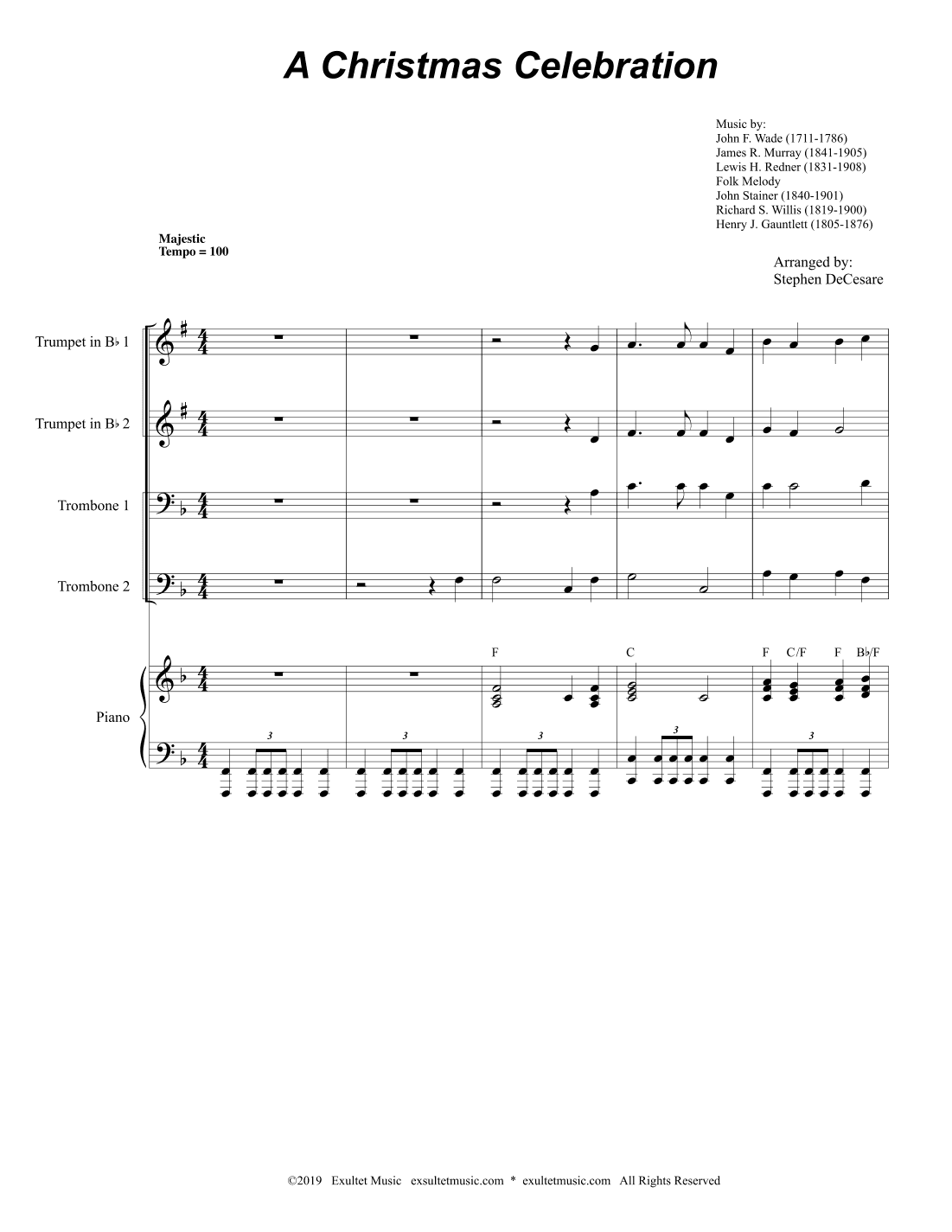 A Christmas Celebration (Brass Quartet and Piano - Alternate Version)