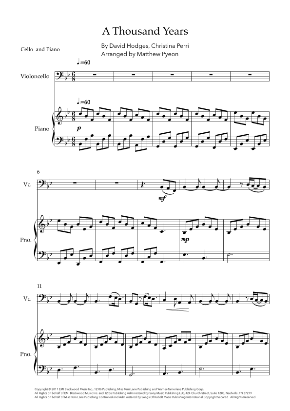 A Thousand Years (arr. Matthew pyeon)