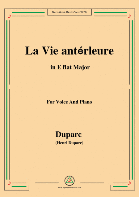 Duparc-La Vie antérleure in E flat Major (arr. MSM)