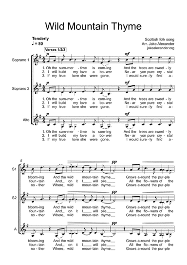 Wild Mountain Thyme - SSA a cappella (arr. Jake Alexander)