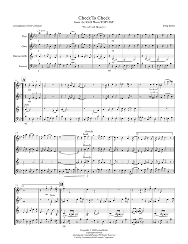 Cheek To Cheek (arr. Keith Gemmell)