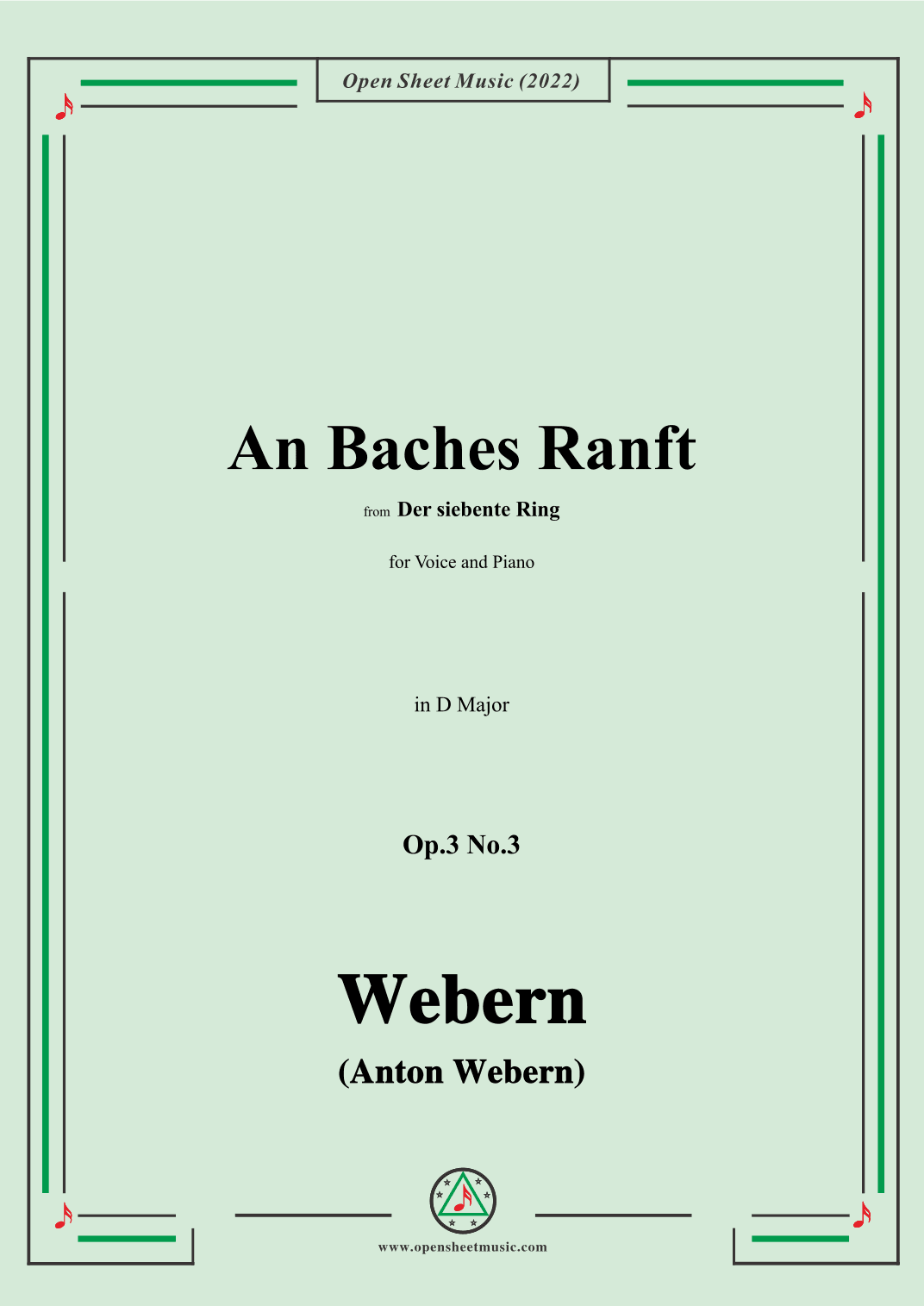 Webern-An Baches Ranft,Op.3 No.3,in D Major (arr. OSM Press)