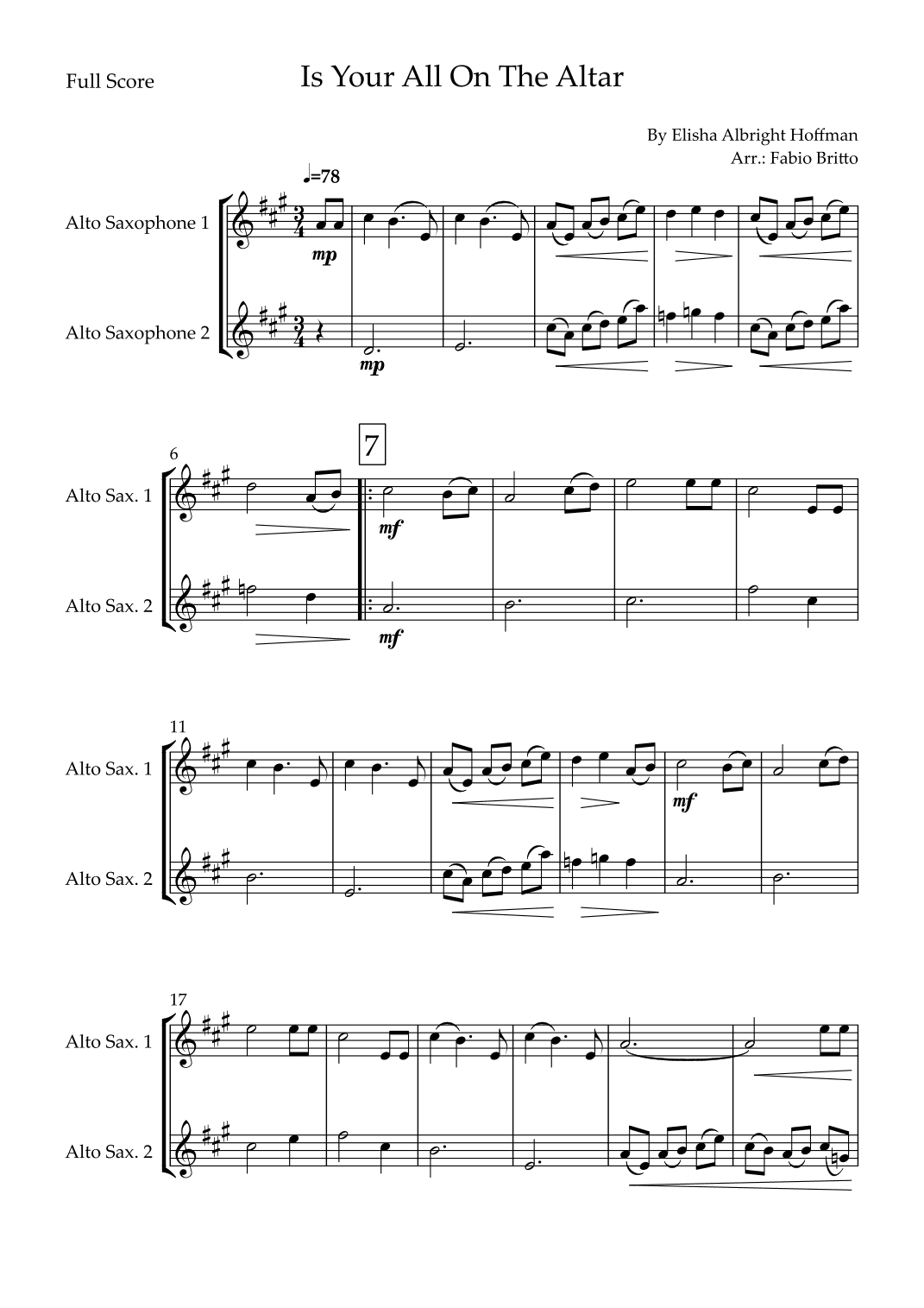 Is Your All On The Altar? (arr. Fabio Britto)