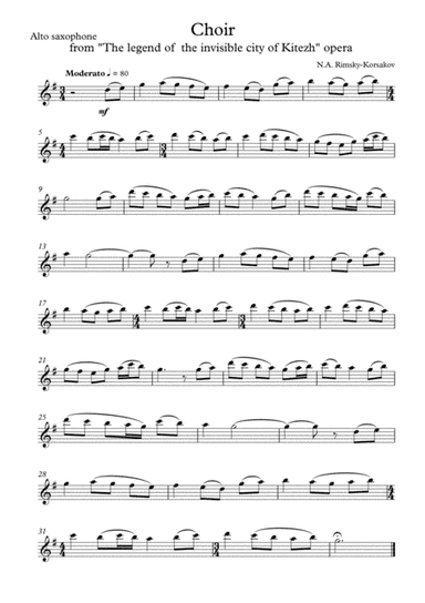 Choir from "The legend of  the invisible city of Kitezh" opera alto sax (arr. A.Buriakov)