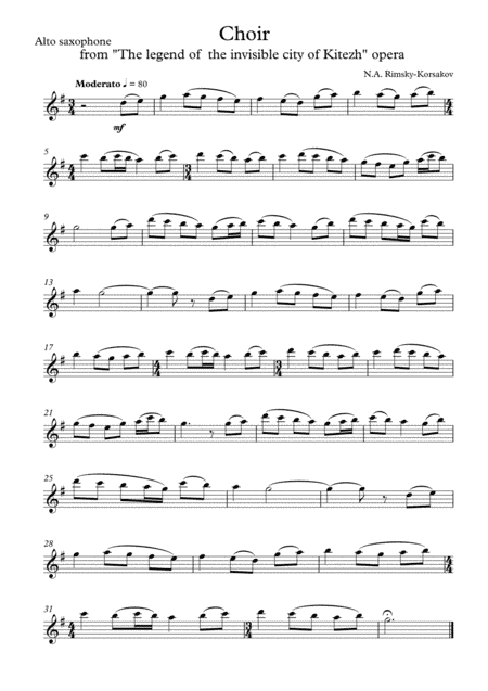 Choir from "The legend of  the invisible city of Kitezh" opera alto sax (arr. A.Buriakov)