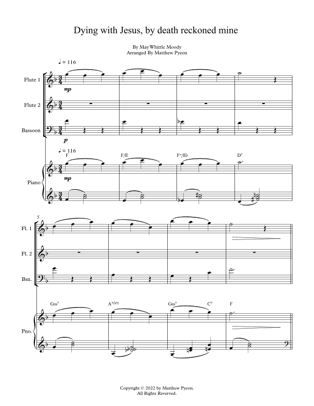 Dying with Jesus, by death reckoned mine (arr. Matthew pyeon)